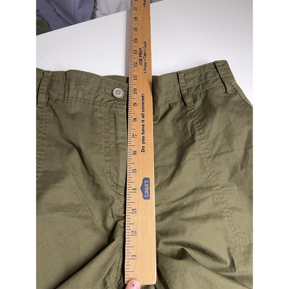 Talbots Pants 10 Medium Crop Ankle Cuffed Olive Green Chino Straight Hike Retro - Picture 11 of 14